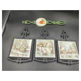 3 Enesco Trivets & V.G. Decorative Item