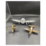 Vintage Metal Airplane Clock, Stapler, Tape Dispen