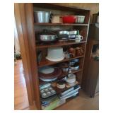 Wood Shelving Unit and Contents - Read Details