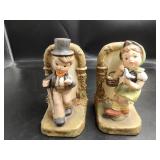 2 Napco Ceramic Boy and Girl Bookends