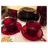 Ruby Red Glass Dishware Set