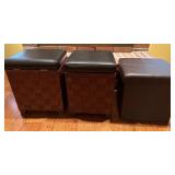 Three Storage Ottomans
