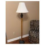58-Inch Wooden Floor Lamp with White Shade