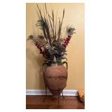 Terracotta Amphora with Metal Stand