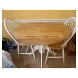 Round Drop-Leaf Dining Table With Two Chairs