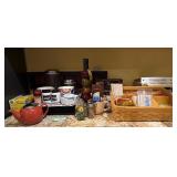 Kitchen Lot with Cookbooks, Teapots, and Accessori