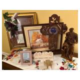 Religious Decor Lot with Artwork and Sculptures