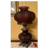 Frosted Glass Hurricane Lamp with Metal Base
