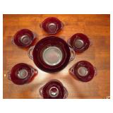 Ruby Glass Bowls with Handles