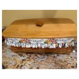Longaberger Handwoven Breadbox with Lid and Fabric