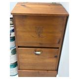 Wooden Potato Bin with Floral Carving