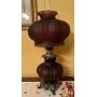 Frosted Glass Hurricane Lamp with Metal Base