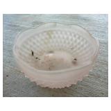 Pink Frosted Glass Bowl with Diamond Pattern