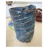 Handcrafted 7.5' Tall Blue Glazed Ceramic Vase