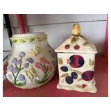 Two Ceramic Canisters with Nature-Inspired Designs