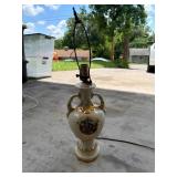 Porcelain Table Lamp with Gold Accents and Pastora