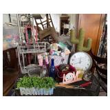 Decor Items Including Clock and Planters