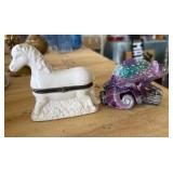 Two Decorative Trinket Boxes: Horse and Chameleon