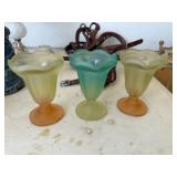 Three Frosted Glass Vases with Flared Rims