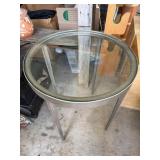 Round Glass-Top Metal Side Table