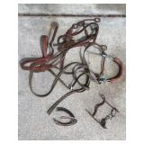 Leather Horse Tack and Metal Bit Components