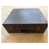 Vintage Crocodile-Patterned Black Suitcase