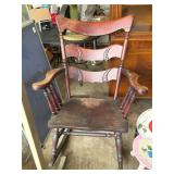 Wooden Ladder-Back Rocking Chair with Shaped Seat