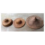 Vintage Asian Handmade Rattan Coolie Hats