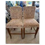 Upholstered High-Back Wooden Stools