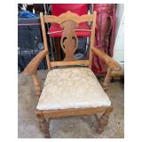 Wooden Armchair With Upholstered Seat