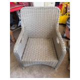 Woven Rattan Armchair with Curved Details