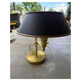 Brass and Black Metal Table Lamp With Cone Shade