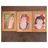 Three Framed Portrait Paintings