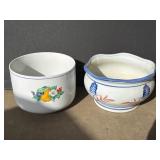 Two Ceramic Planters with Decorative Patterns