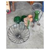Garden Decorative Items and Green Glassware
