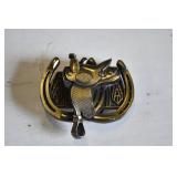 Vtg 1990 Brass Saddle & Horseshoe Belt Bucke