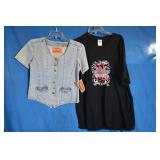 Vtg Gordon James Denim Top & Country Chicks Tee