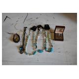Necklaces, Leather Bracelet, Earrings