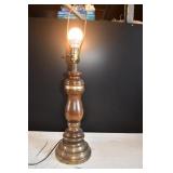 Wood and Brass Table Lamp