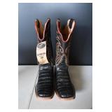 Men's Outlaw Black Caiman Print Cowboy Boots 8D