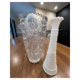 Crystal Vase and Milk Glass Vase