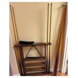 Cue Rack With Pool Accessories