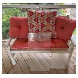 White Wooden Bench with Cushions