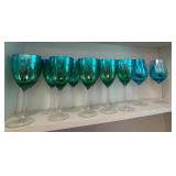 12 Blue and Green Goblets