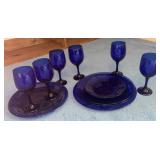 Blue Glass Dinnerware Set
