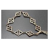 Vtg Sterling Silver Panel Link Bracelet