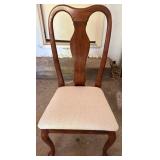 Wooden Chair with Beige Upholstery