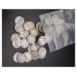 (50) Circulated Mercury Silver Dimes