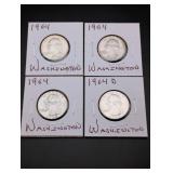 (4) Washington Silver Quarters