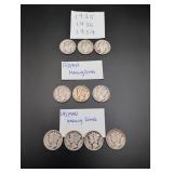(10) Mercury Silver Dimes
